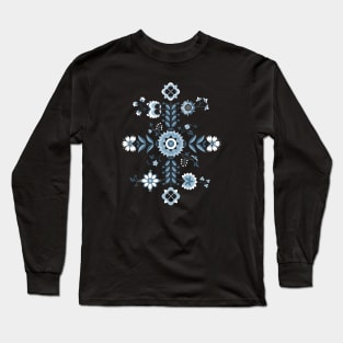 Flower pattern inspired by Swedish folk art Long Sleeve T-Shirt